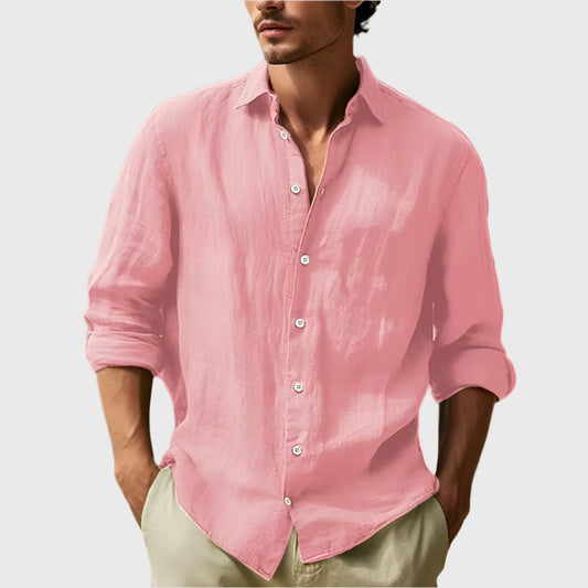 Men'S Cotton Linen Shirt Button up Shirt Summer Beach Shirt Long Sleeve Plain Lapel Spring & Summer Casual Daily Clothing