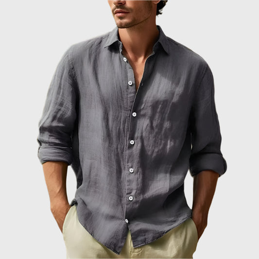 Men'S Cotton Linen Shirt Button up Shirt Summer Beach Shirt Long Sleeve Plain Lapel Spring & Summer Casual Daily Clothing