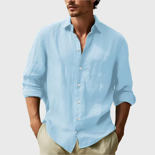 Men'S Cotton Linen Shirt Button up Shirt Summer Beach Shirt Long Sleeve Plain Lapel Spring & Summer Casual Daily Clothing