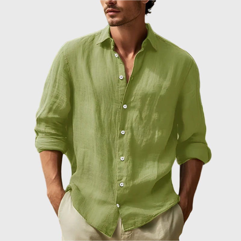 Men'S Cotton Linen Shirt Button up Shirt Summer Beach Shirt Long Sleeve Plain Lapel Spring & Summer Casual Daily Clothing