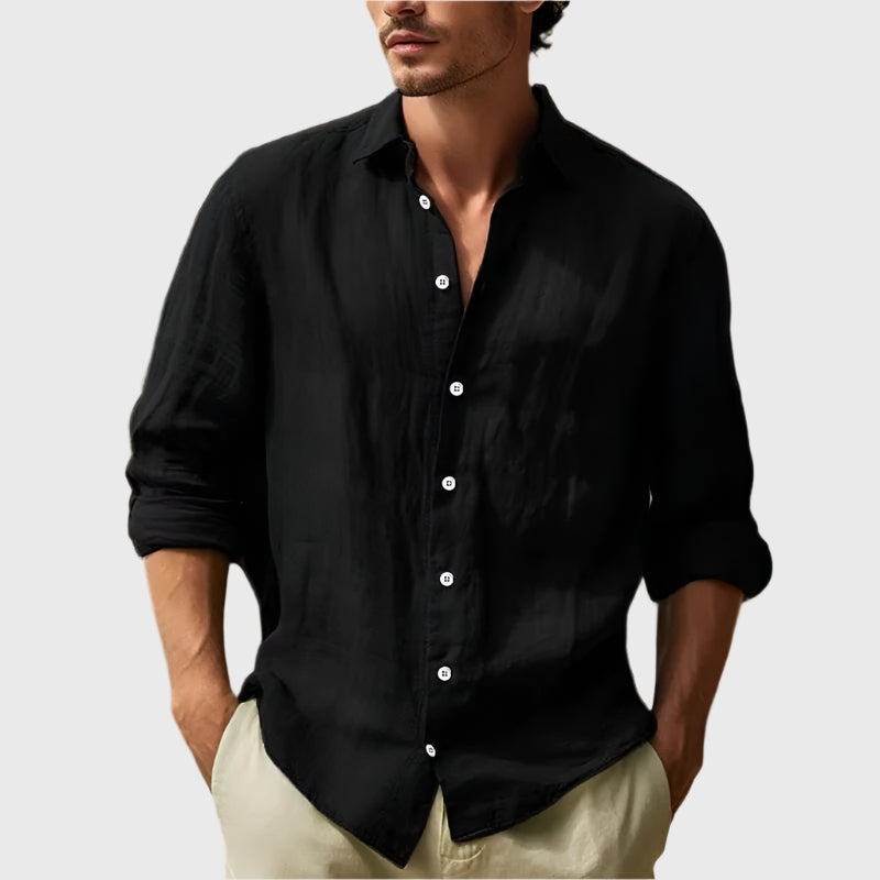 Men'S Cotton Linen Shirt Button up Shirt Summer Beach Shirt Long Sleeve Plain Lapel Spring & Summer Casual Daily Clothing